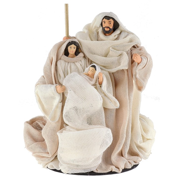 Natività con vestiti in tessuto cm ø 10x16,5 h