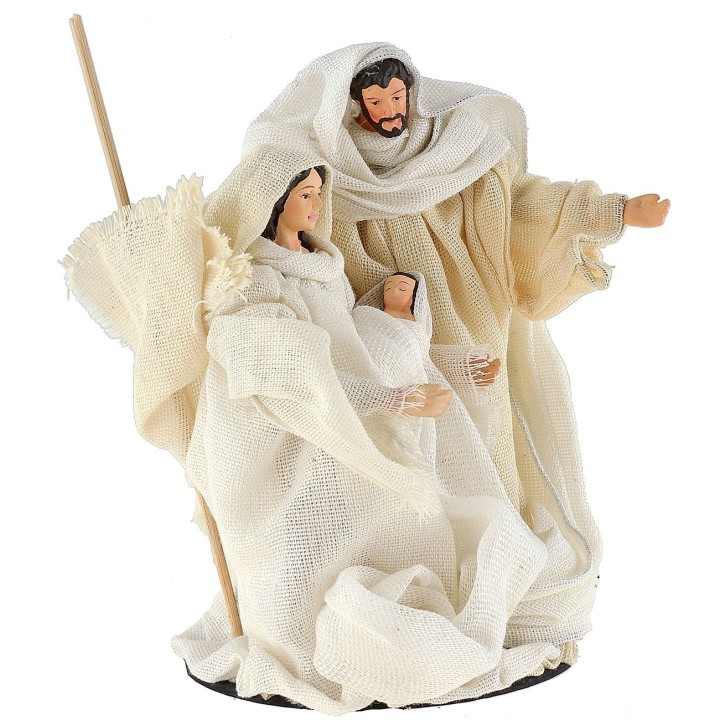 Natività con abiti in tessuto cm ø 10x16,5 h
