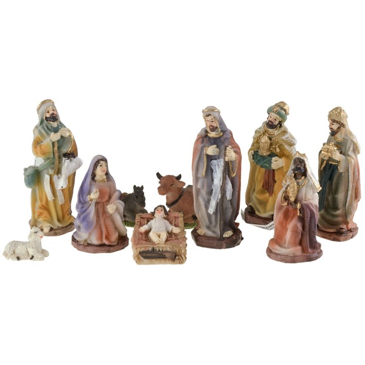 Natività 10 soggetti serie 9 cm in resina