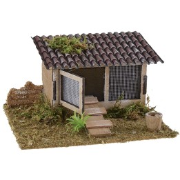 Chicken coop for nativity scene with tiled roof 15x13x8 cm h