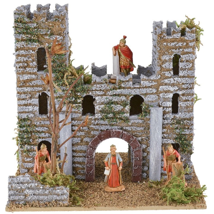 Castello per presepe con torri cm 15x13x14,5 h