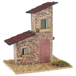 Casita de piedras con techos inclinados para belén de 12x9x13