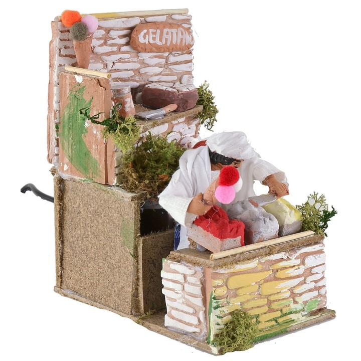Moving ice cream maker for 10 cm nativity scene