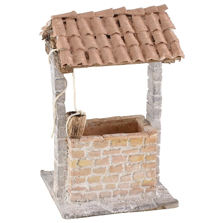 Stuccoed well for nativity scene 9x9x15.5 cm h
