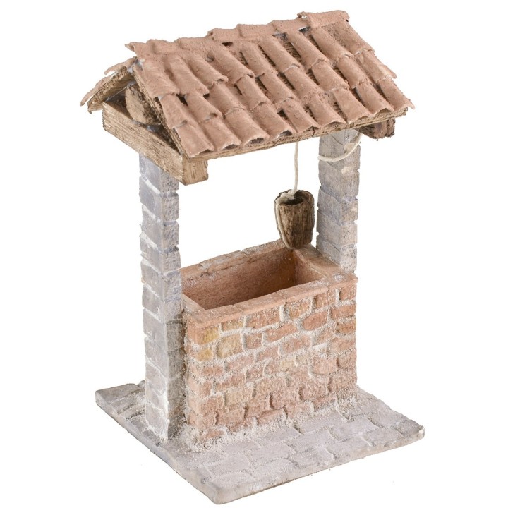 Stuccoed well for nativity scene 9x9x15.5 cm h