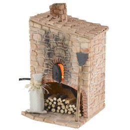Stuccoed oven with working fireplace for nativity scene