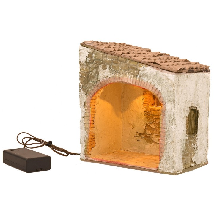 Bottega per presepe illuminata cm 15x9x16 h