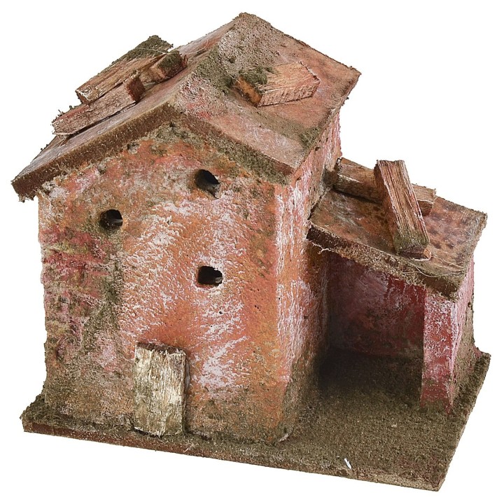 Casolare per presepe con rimessa cm 9x5,5x8 h