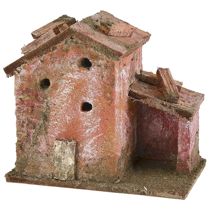 Casolare per presepe con rimessa cm 9x5,5x8 h