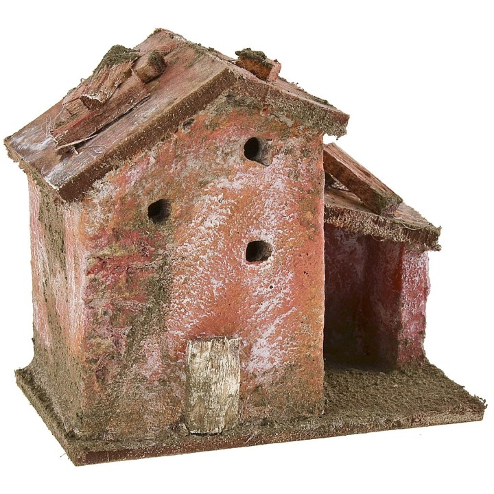 Casolare per presepe con rimessa cm 9x5,5x8 h