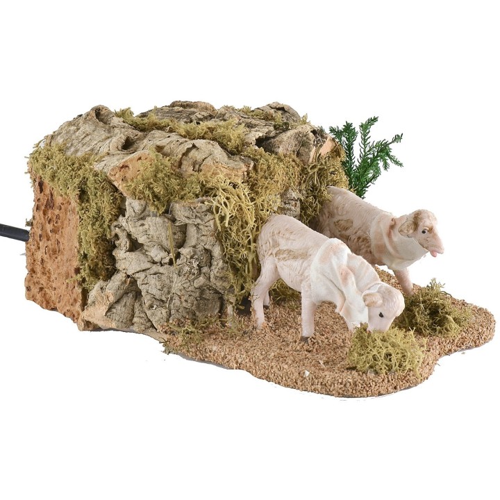 Dos ovejas en movimiento para estatuas de 14-15 cm que comen