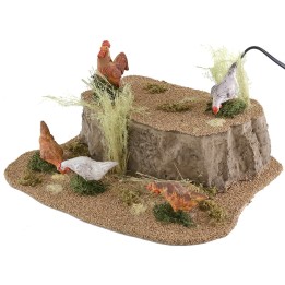 Quattro galline e gallo per statue da cm 20 a 30 in movimento