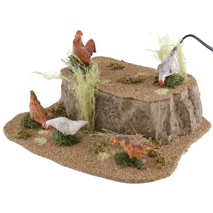Cuatro gallinas y un gallo para estatuas de 20 a 30 cm en