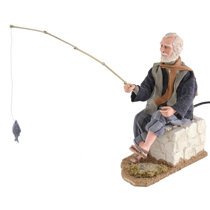 Pescador sentado con movimiento triple serie 30 cm
