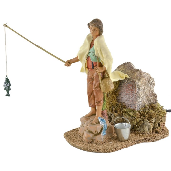 Fisherman on the rock in motion 19 cm Fontanini