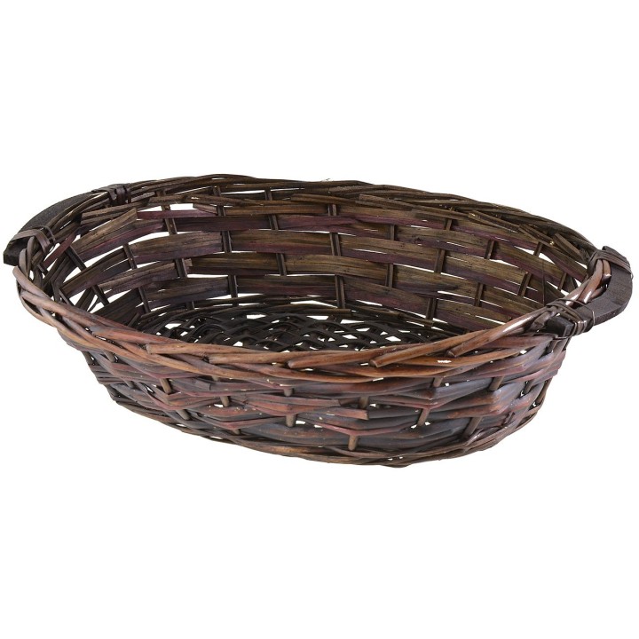 Cesto ovale in vimini scuro cm con manici 51x40x13 h