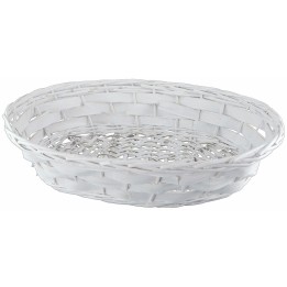 Oval white wicker basket 53x41x11.5 cm h
