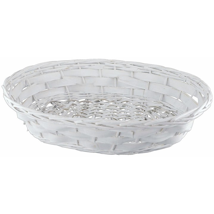 Cesta ovalada de mimbre blanco de 53x41x11,5 cm h