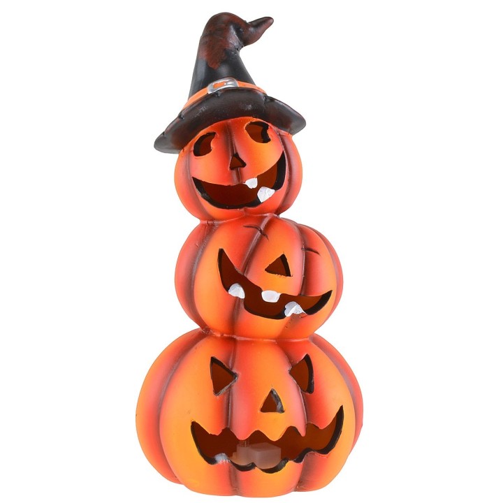 Pumpkin puppet with battery-operated color-changing LED for