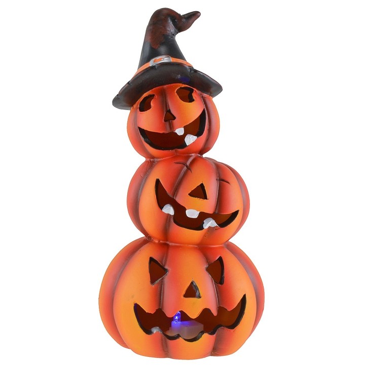 Pumpkin puppet with battery-operated color-changing LED for