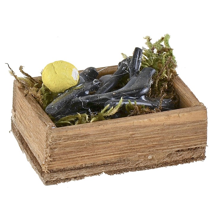 Caja de madera con anguilas cm 3,6x2,7x1,3 h