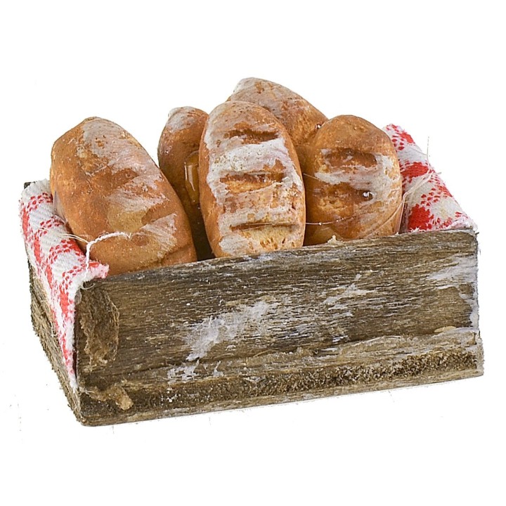 Caja de madera con pan cm 3,6x2,2x1,4 h