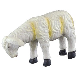 Oveja con rayas amarillas con la cabeza baja para estatuas de