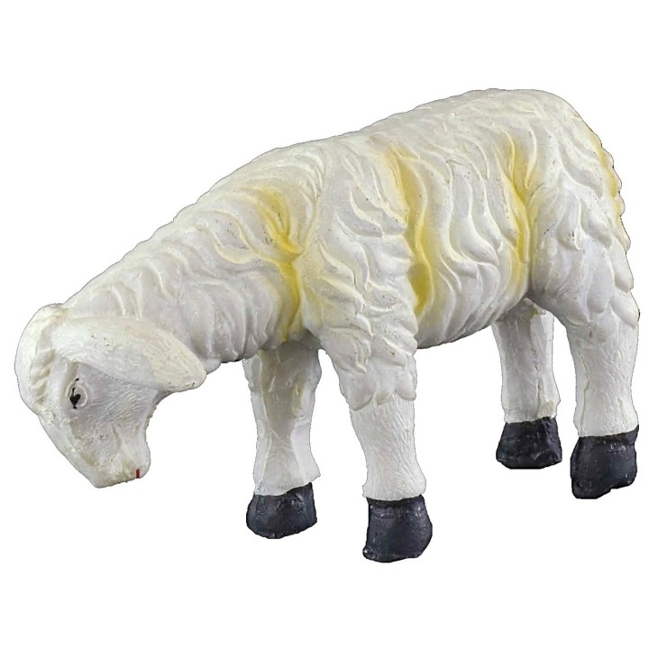 Oveja con rayas amarillas con la cabeza baja para estatuas de
