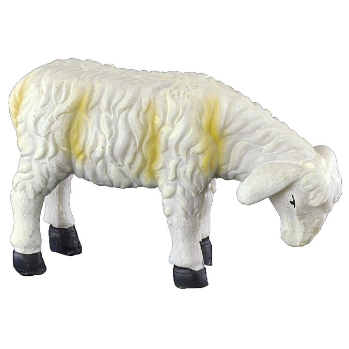 Oveja con rayas amarillas con la cabeza baja para estatuas de