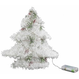 Albero di Natale bianco con micro led a batteria h 30 cm