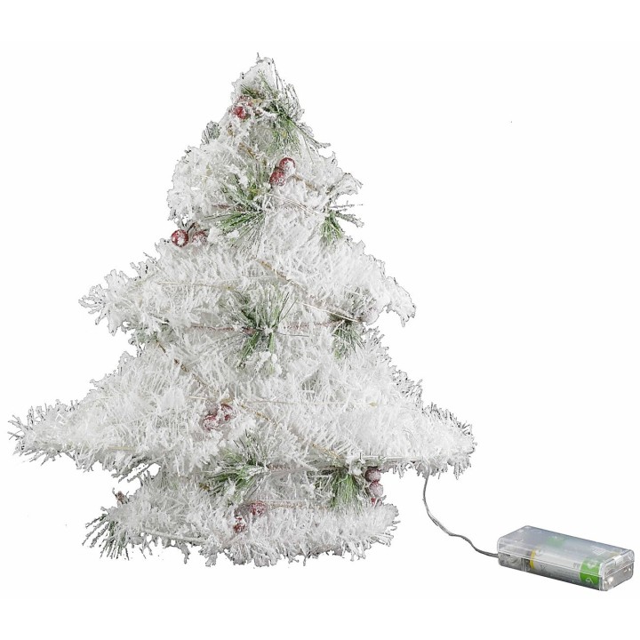 Albero di Natale bianco con micro led a batteria h 30 cm