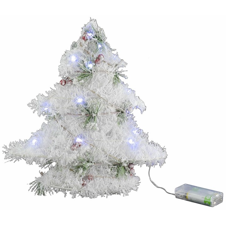 Albero di Natale bianco con micro led a batteria h 30 cm