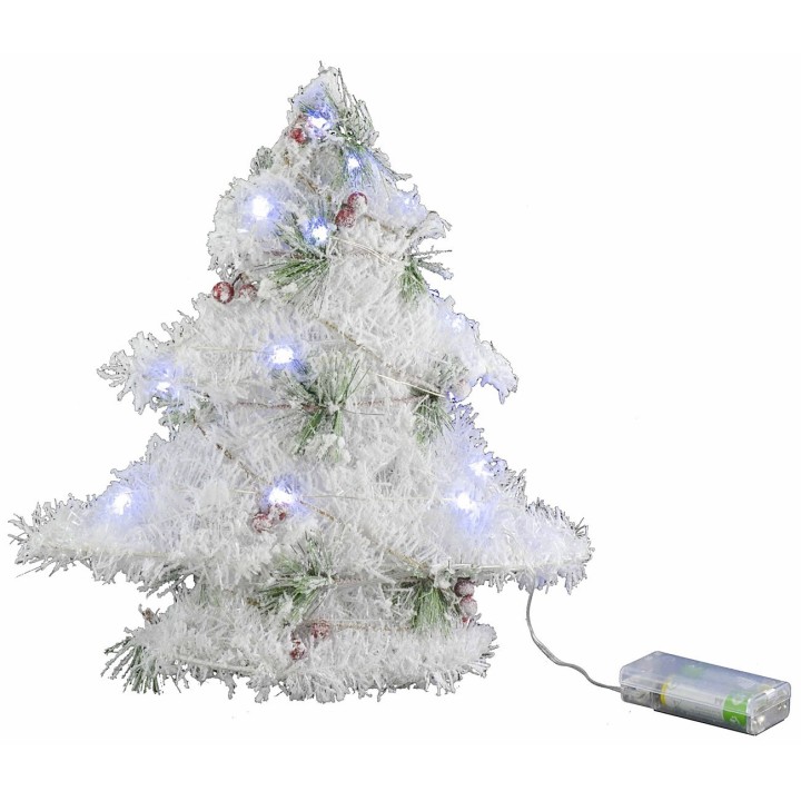 Albero di Natale bianco con micro led a batteria h 30 cm