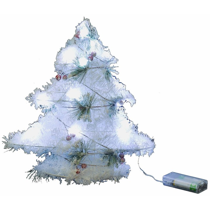 Albero di Natale bianco con micro led a batteria h 30 cm