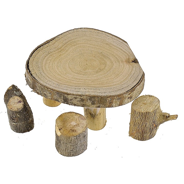 Tavolo tondo in legno con sgabelli h 5,5 cm