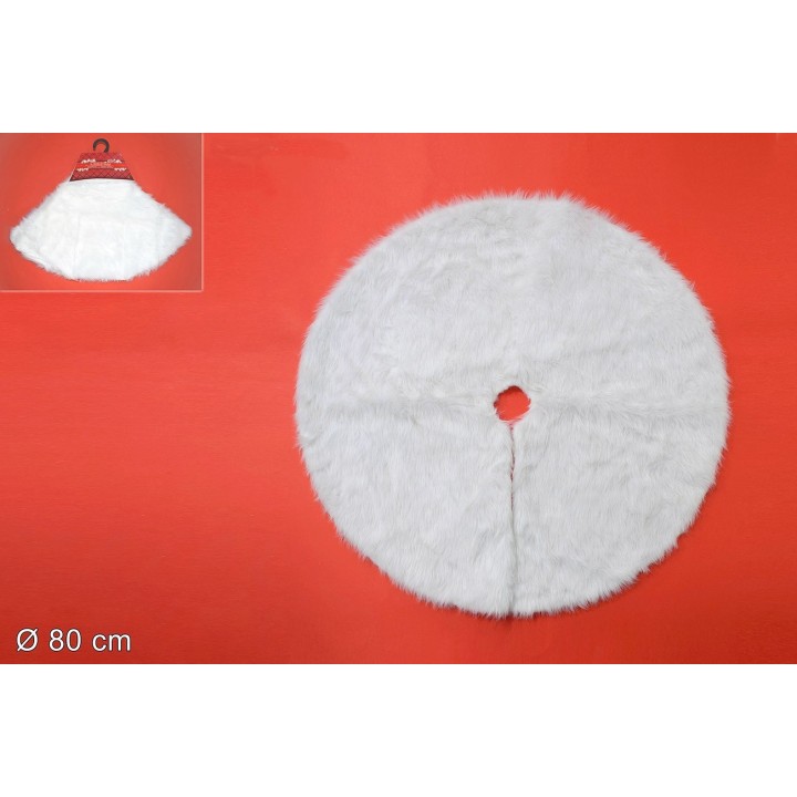 Alfombra de piel blanca ø 80 cm para cubrir el árbol de Navidad