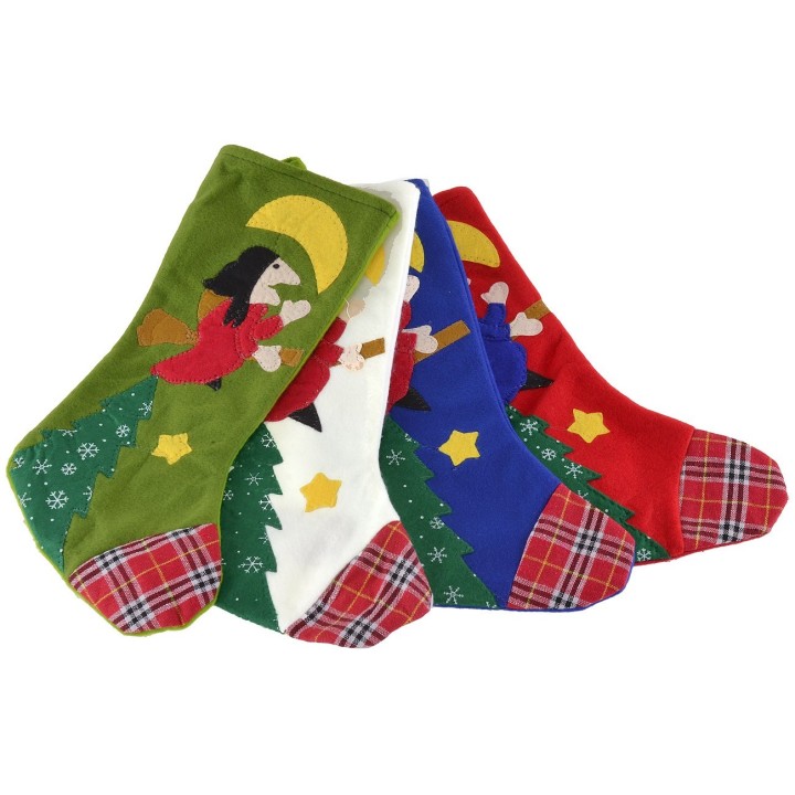 Calcetín de la Befana en colores surtidos cm 16x32 h