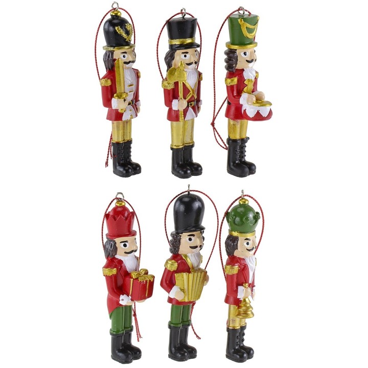 Set of 6 Christmas tree hanger soldiers 10 cm h