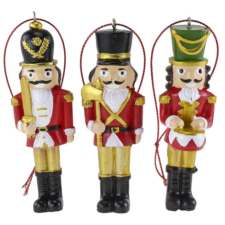 Juego de 6 soldaditos colgantes para árbol de Navidad de 10 cm