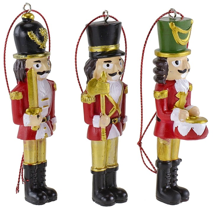 Set of 6 Christmas tree hanger soldiers 10 cm h