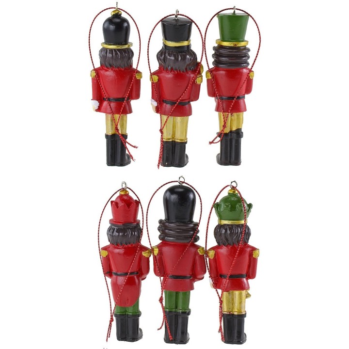 Set of 6 Christmas tree hanger soldiers 10 cm h