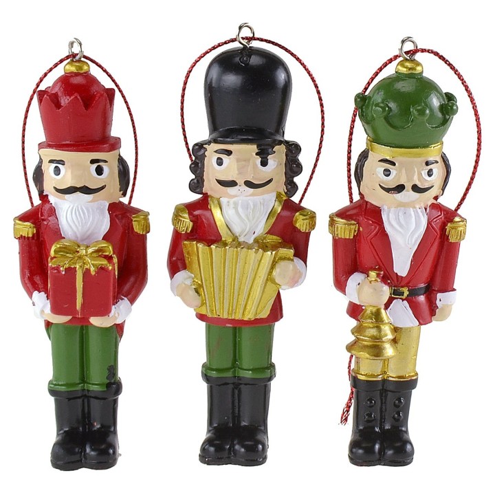 Juego de 6 soldaditos colgantes para árbol de Navidad de 10 cm