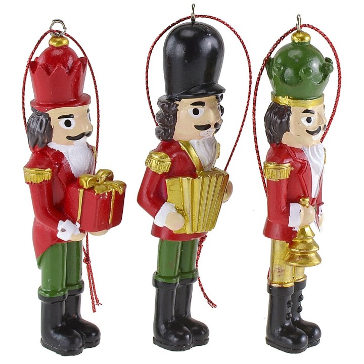 Set of 6 Christmas tree hanger soldiers 10 cm h