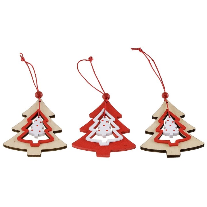 Juego de 3 colgadores de árbol de madera de 6,8x8 cm para