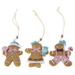 Set of 3 Christmas resin glittery biscuit men hangers
