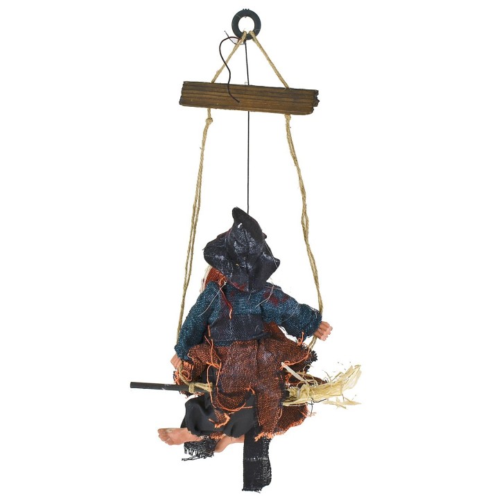 Befana welcome hanging sign with lights and sounds 44 cm