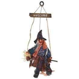 Befana welcome hanging sign with lights and sounds 44 cm