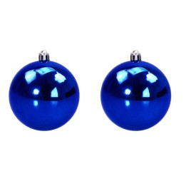 Set of 2 blue Christmas tree balls ø 10 cm