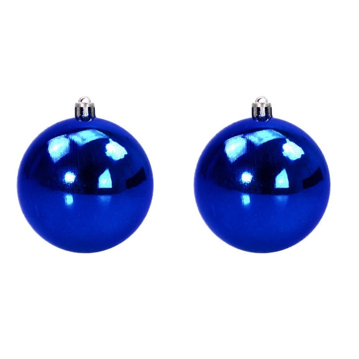 Set of 2 blue Christmas tree balls ø 10 cm
