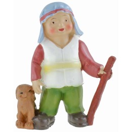 Shepherd with dog in resin 10 cm Oliver child style